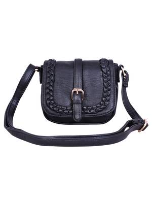 Lychee Bags Women's Black PU Sling Bag 1