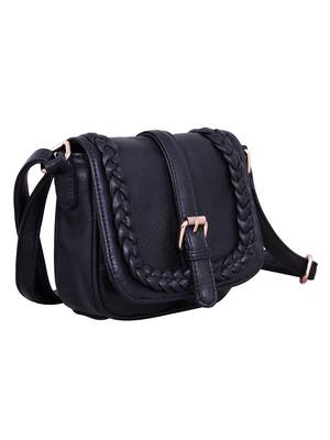 Lychee Bags Women's Black PU Sling Bag 2
