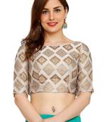 White Banglori Brocade Silk Readymade Padded Blouse