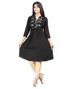 Black printed rayon kurti
