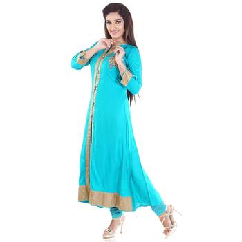 Blue printed rayon kurti 2