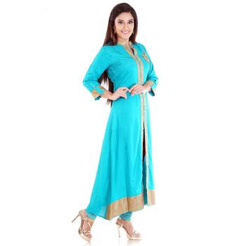 Blue printed rayon kurti 3