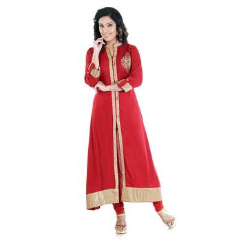 Red printed rayon kurti 1