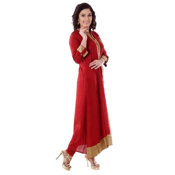 Red printed rayon kurti 3
