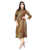 Brown printed rayon kurti