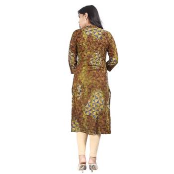 Brown printed rayon kurti 2