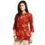 Red printed rayon tops