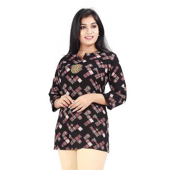 Black printed rayon tops 1