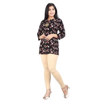 Black printed rayon tops 3