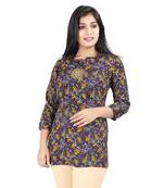 Blue printed rayon tops