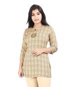 Beige printed rayon tops