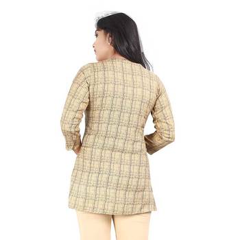 Beige printed rayon tops 2