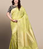 Green woven pure silk saree with blouse