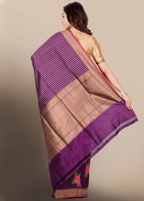 Purple woven pure silk saree with blouse 2