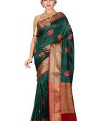 Green woven pure silk saree with blouse