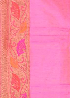 Yellow woven pure silk saree with blouse 3