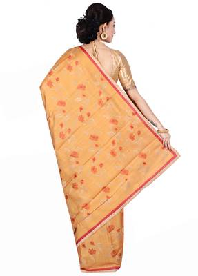 Yellow woven pure silk saree with blouse 2