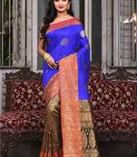 Multicolor woven pure silk saree with blouse