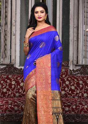 Multicolor woven pure silk saree with blouse 2