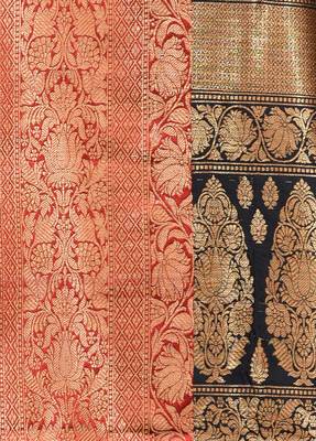 Multicolor woven pure silk saree with blouse 3