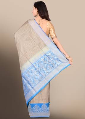 Multicolor woven pure silk saree with blouse 2