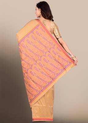 Multicolor woven pure silk saree with blouse 2