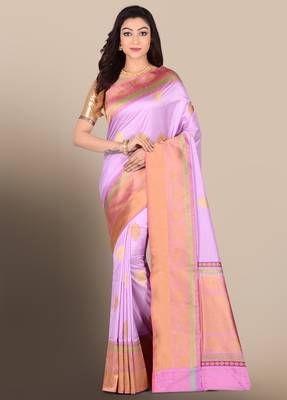 Multicolor woven pure silk saree with blouse 1