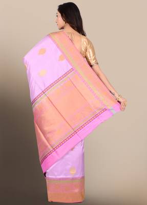 Multicolor woven pure silk saree with blouse 2