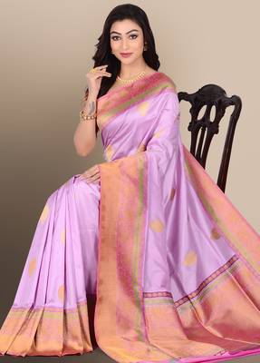Multicolor woven pure silk saree with blouse 3