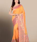 Multicolor woven pure silk saree with blouse
