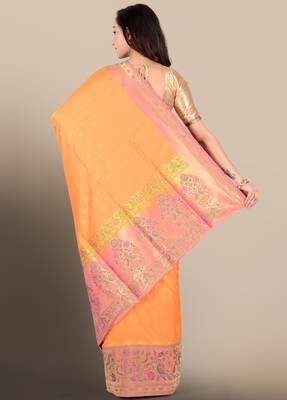 Multicolor woven pure silk saree with blouse 2