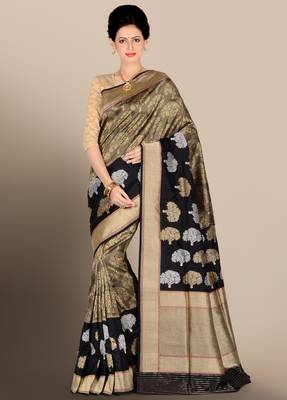 Multicolor woven pure silk saree with blouse 1