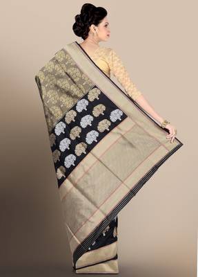 Multicolor woven pure silk saree with blouse 2