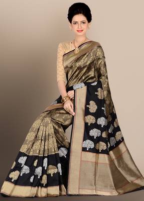 Multicolor woven pure silk saree with blouse 3