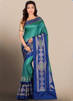 Multicolor woven pure silk saree with blouse 1