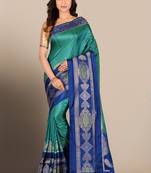Multicolor woven pure silk saree with blouse