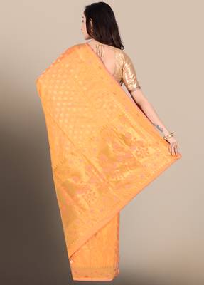 Multicolor woven pure silk saree with blouse 2