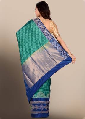 Multicolor woven pure silk saree with blouse 2