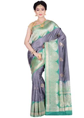 Multicolor woven pure silk saree with blouse 1
