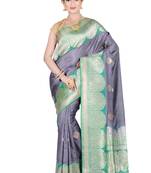 Multicolor woven pure silk saree with blouse