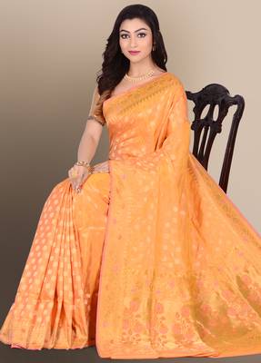 Multicolor woven pure silk saree with blouse 3