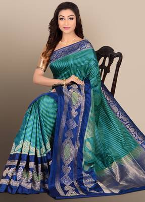 Multicolor woven pure silk saree with blouse 3