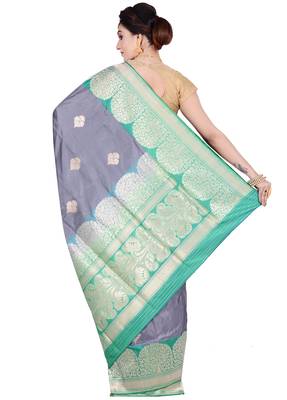 Multicolor woven pure silk saree with blouse 2