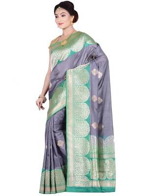 Multicolor woven pure silk saree with blouse 3