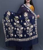 Navyblue Colour Kashida Work Saree With Wonderful Designing On Border And Bail Pattern On Pallu