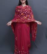 Majenta Colour Saree With Dense Aari Jaal On Pallu And Flowral Motifs