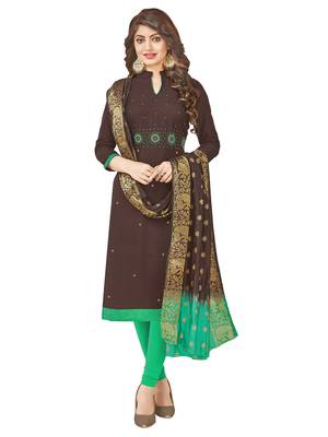 Brown Multi Work Cotton Salwar With Dupatta 1