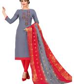 Grey Multi Work Cotton Salwar With Dupatta