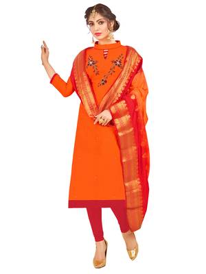 Orange Multi Work Cotton Salwar With Dupatta 1