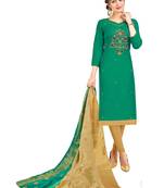 Green Multi Work Cotton Salwar With Dupatta